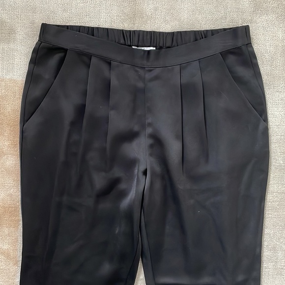 H by Halston Black Pleat Pleated Front Elastic Dress Pocketed Pants Size Medium - Picture 2 of 9